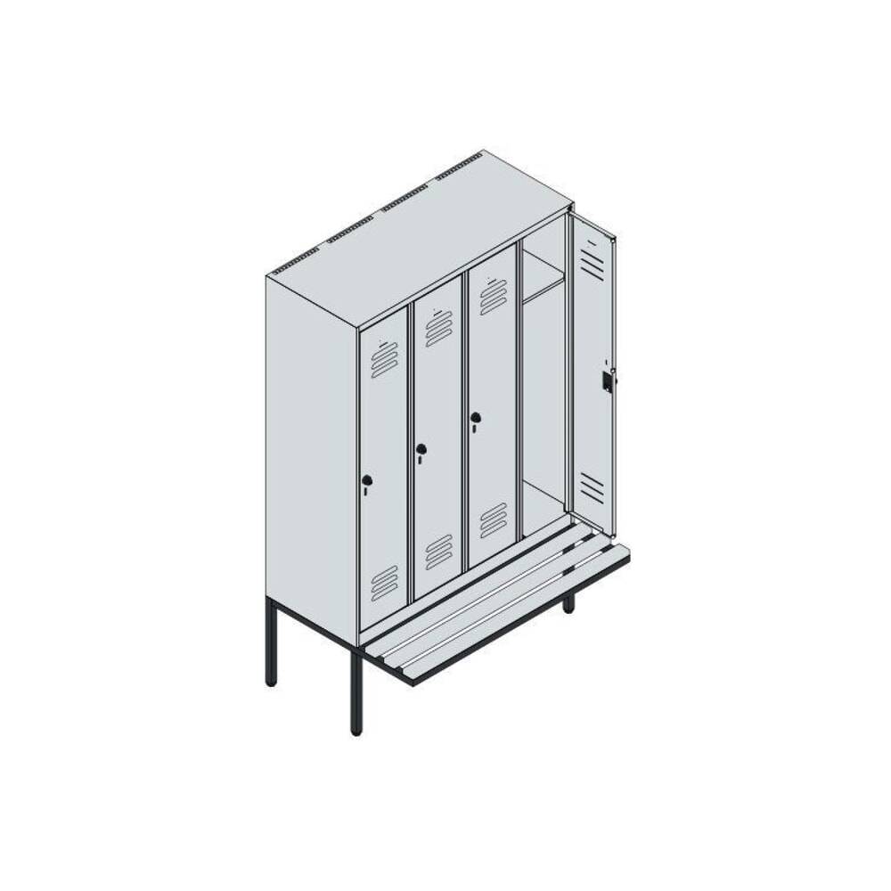 C+P Spind Classic PLUS, Bank, 4 Abteile, 1950x1200x815mm, 7035/7035-4