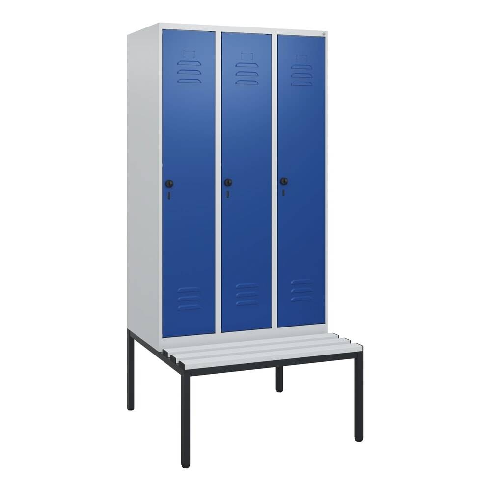 C+P Spind Classic PLUS, Bank, 3 Abteile, 1950x900x815mm, 7035/5010-3