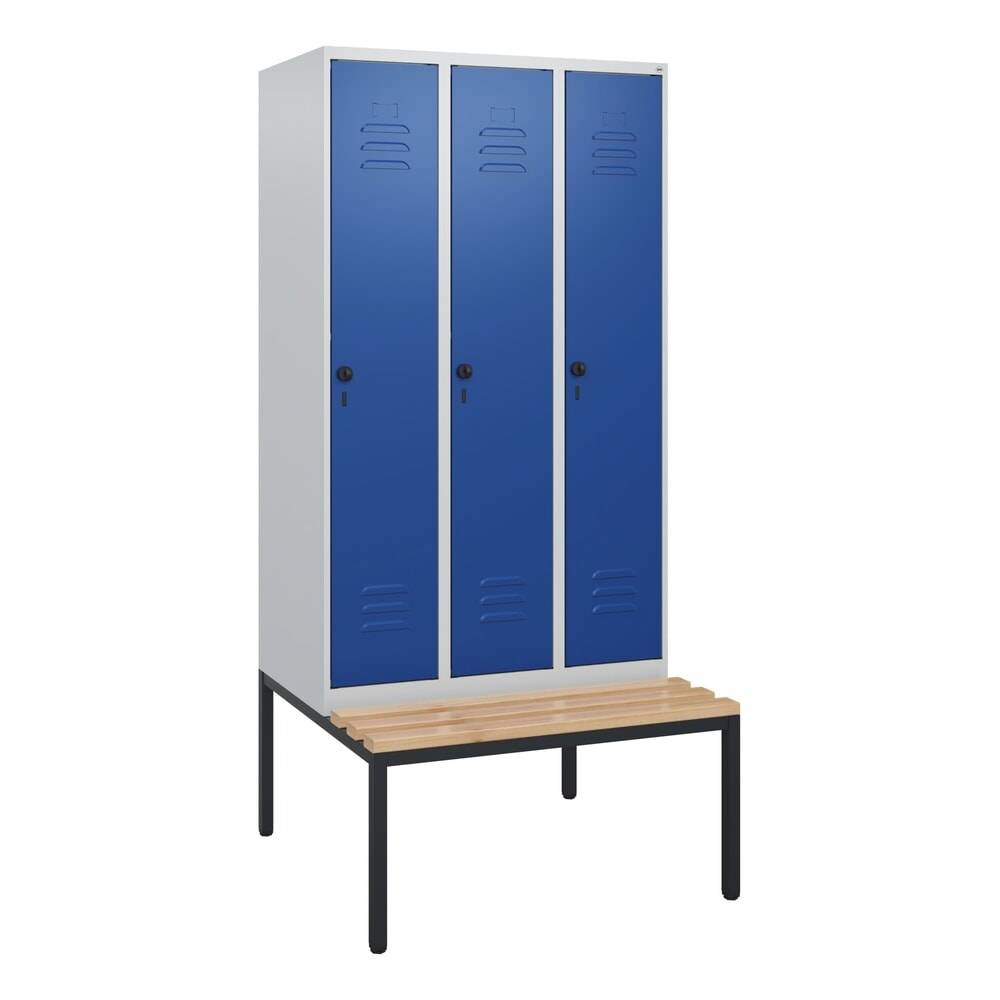 C+P Spind Classic PLUS, Bank, 3 Abteile, 1950x900x815mm, 7035/5010-3