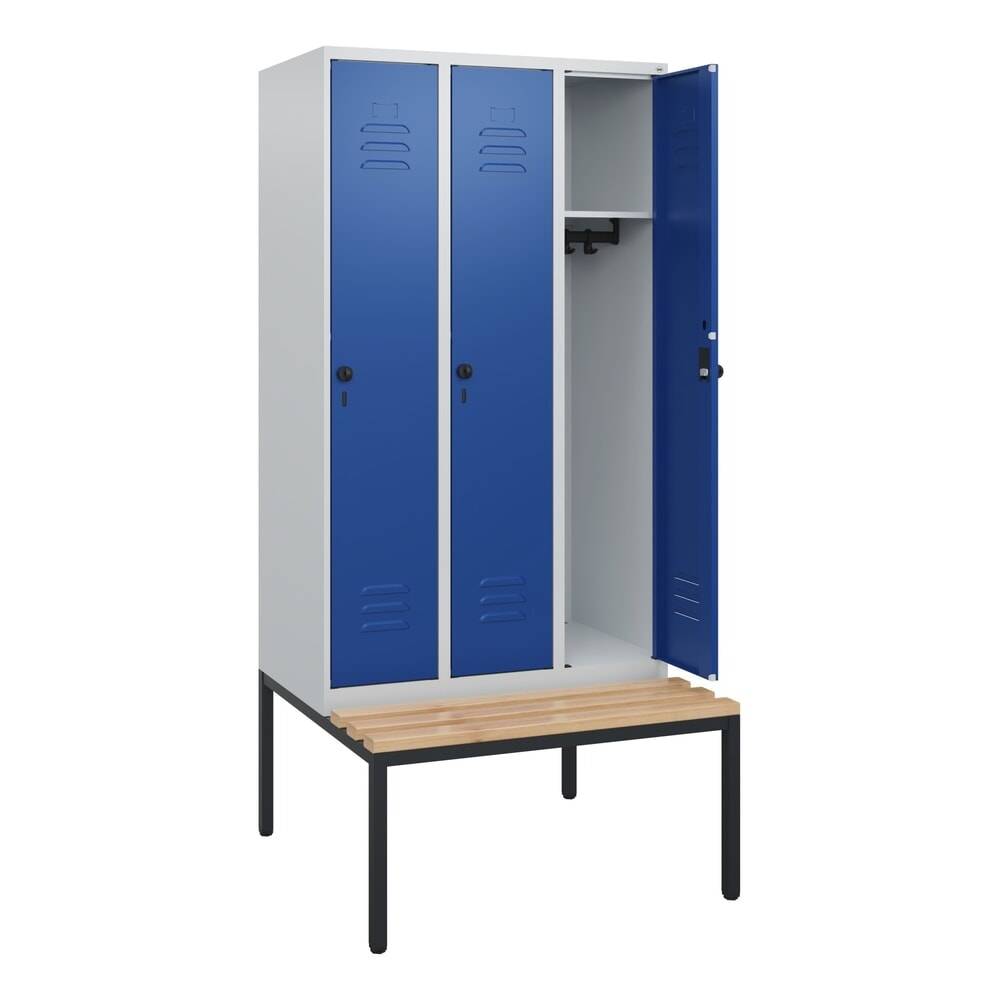 C+P Spind Classic PLUS, Bank, 3 Abteile, 1950x900x815mm, 7035/5010-0