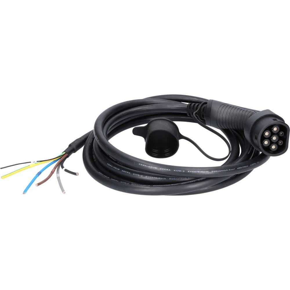 efuturo Ladekabel gerade, Ende offen auf Typ 2 Stecker zum Anschluss an eine Wallbox, 3 Phasen, bis zu 22 kW, 32 A, 400 -1