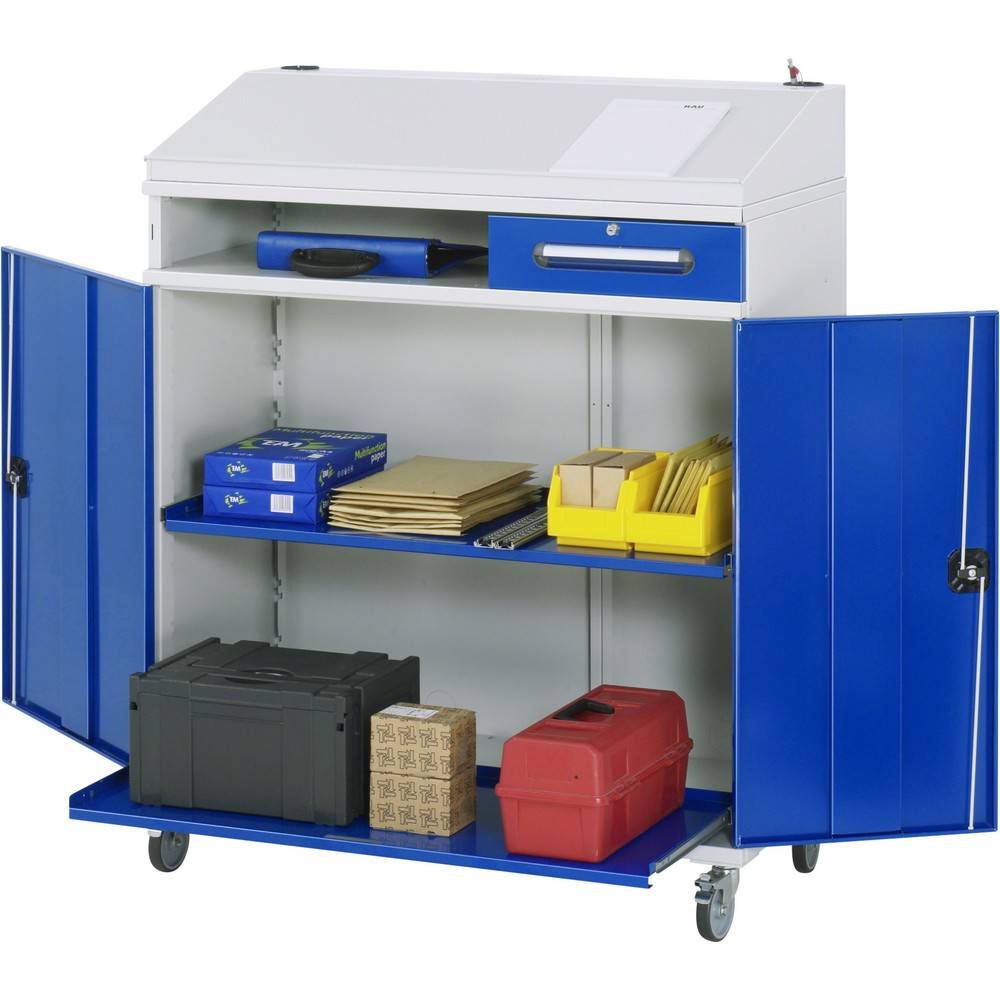 RAU mobiles Rollpult, HxBxT 1.235-1.345 x 1.100 x 520 mm, Schubladen 1-0