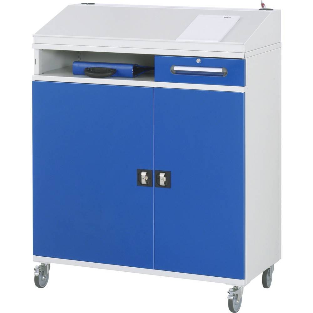 RAU mobiles Rollpult, HxBxT 1.235-1.345 x 1.100 x 520 mm, Schubladen 1-3