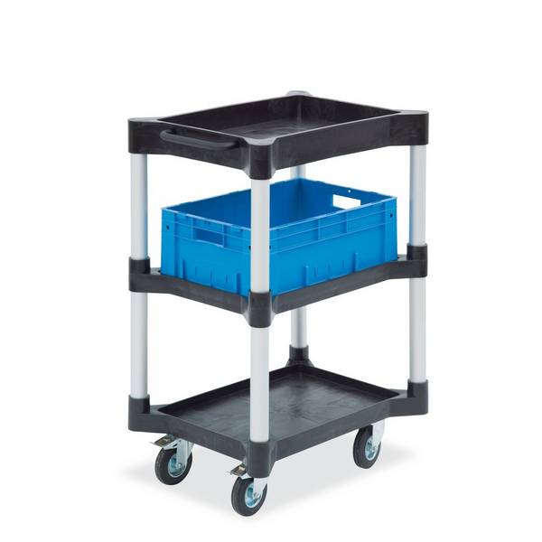 Mehrzweckwagen mit Ablage und Wanne, aus Polyethylen, 1 Wanne + 2 Abla