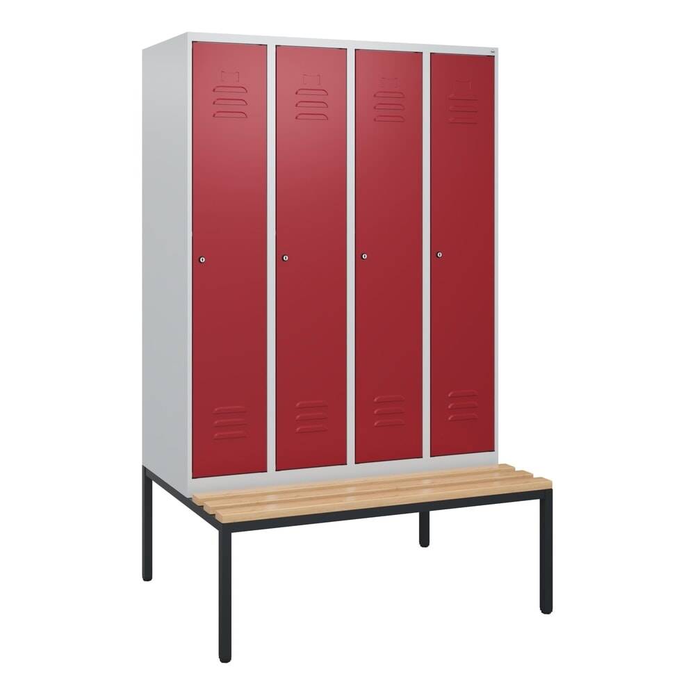 C+P Spind Classic PLUS, Bank, 4 Abteile, 1950x1200x815mm, 7035/3003-3