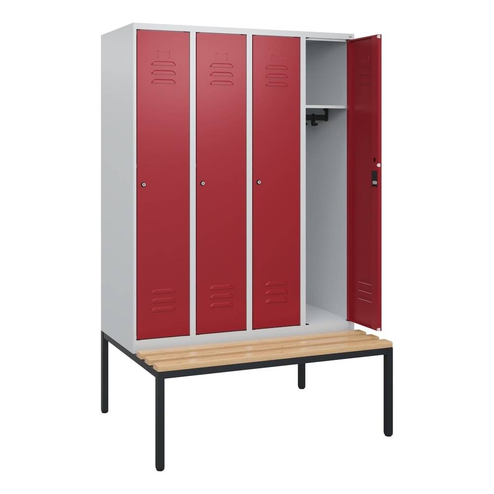 C+P Spind Classic PLUS, Bank, 4 Abteile, 1950x1200x815mm, 7035/3003-0
