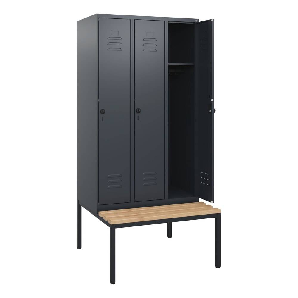 C+P Spind Classic PLUS, Bank, 3 Abteile, 1950x900x815mm, 7016/7016-0