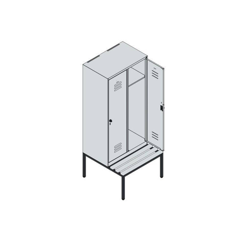 C+P Spind Classic PLUS, Bank, 2 Abteile, 1950x800x815mm, 7035/5010-2