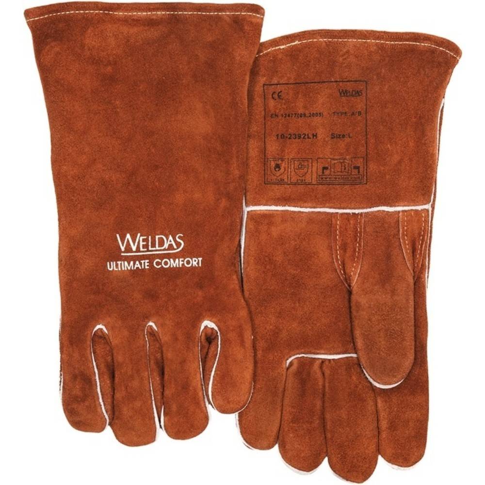 WELDAS Schweißerhandschuhe, Größe L (9) braun, 5 Paar, EN 388-0