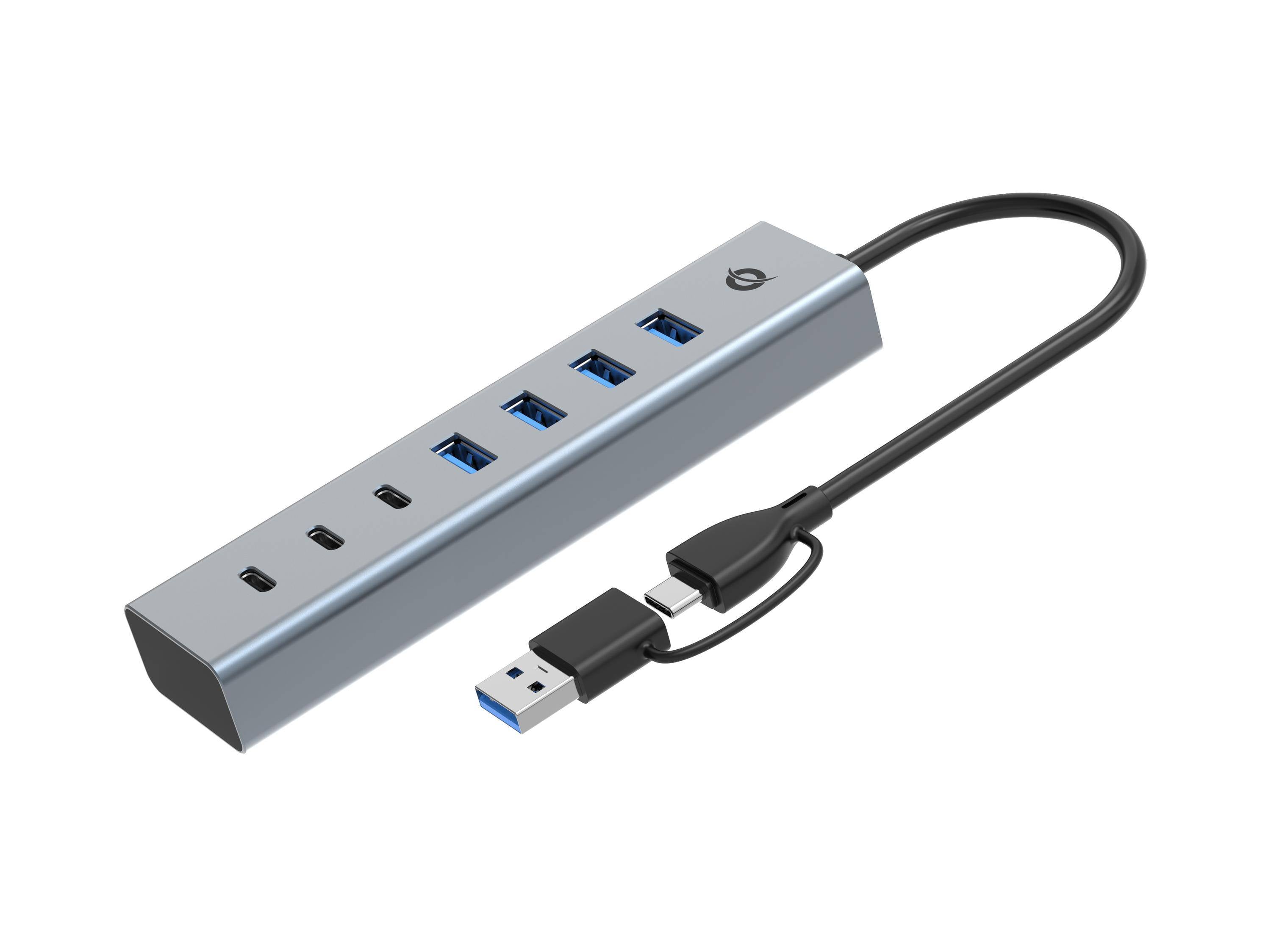 Conceptronic HUBBIES20G 7-Port USB 3.0 Hub, 5Gbps, USB-C x 3, USB-A x 4, USB 3.2 Gen 1 (3.1 Gen 1)