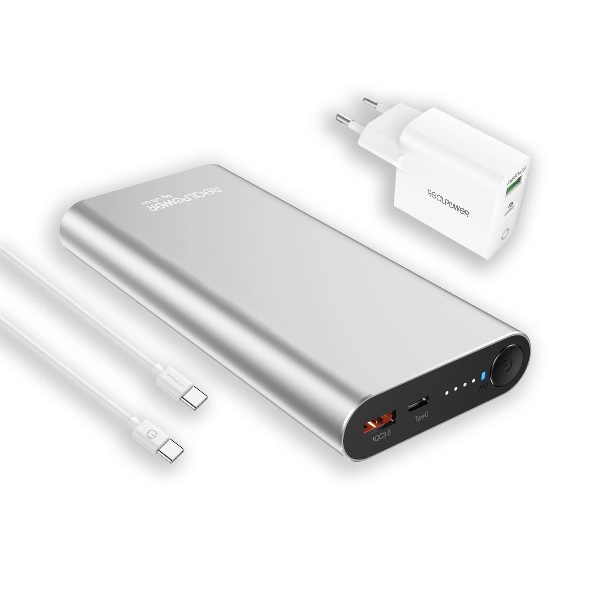 RealPower PB-20000PD - 20000 mAh - Lithium-Ion (Li-Ion) - Quick Charge 3.0 - Alu-0