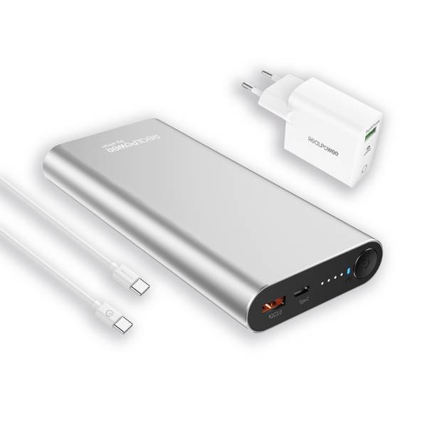 RealPower PB-20000PD - 20000 mAh - Lithium-Ion (Li-Ion) - Quick Charge 3.0 - Alu