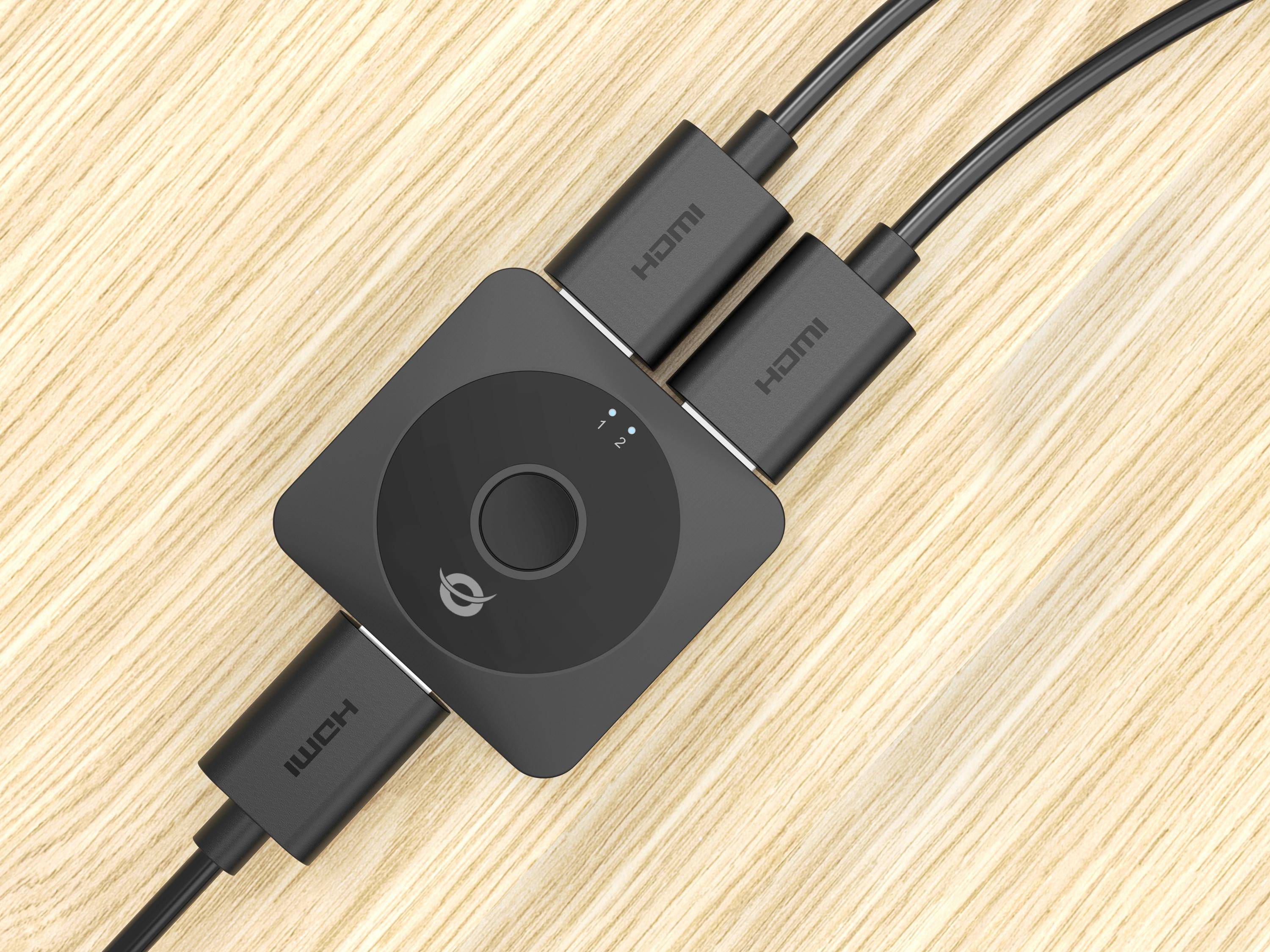 Conceptronic SELENE01B Bidirektionaler HDMI 2.0 Umschalter mit 2 Anschlüssen, 4K60Hz, HDMI,-4