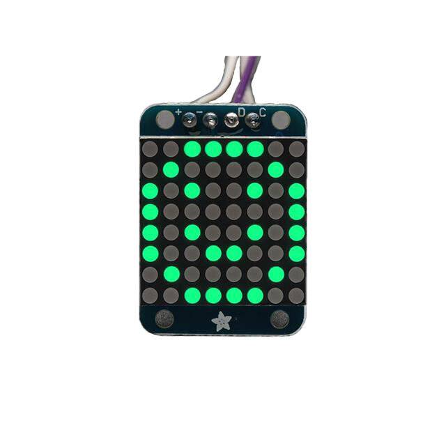 Adafruit Mini 0.8" 8x8 LED Matrix w/I2C Backpack - Pure Green 1633-3