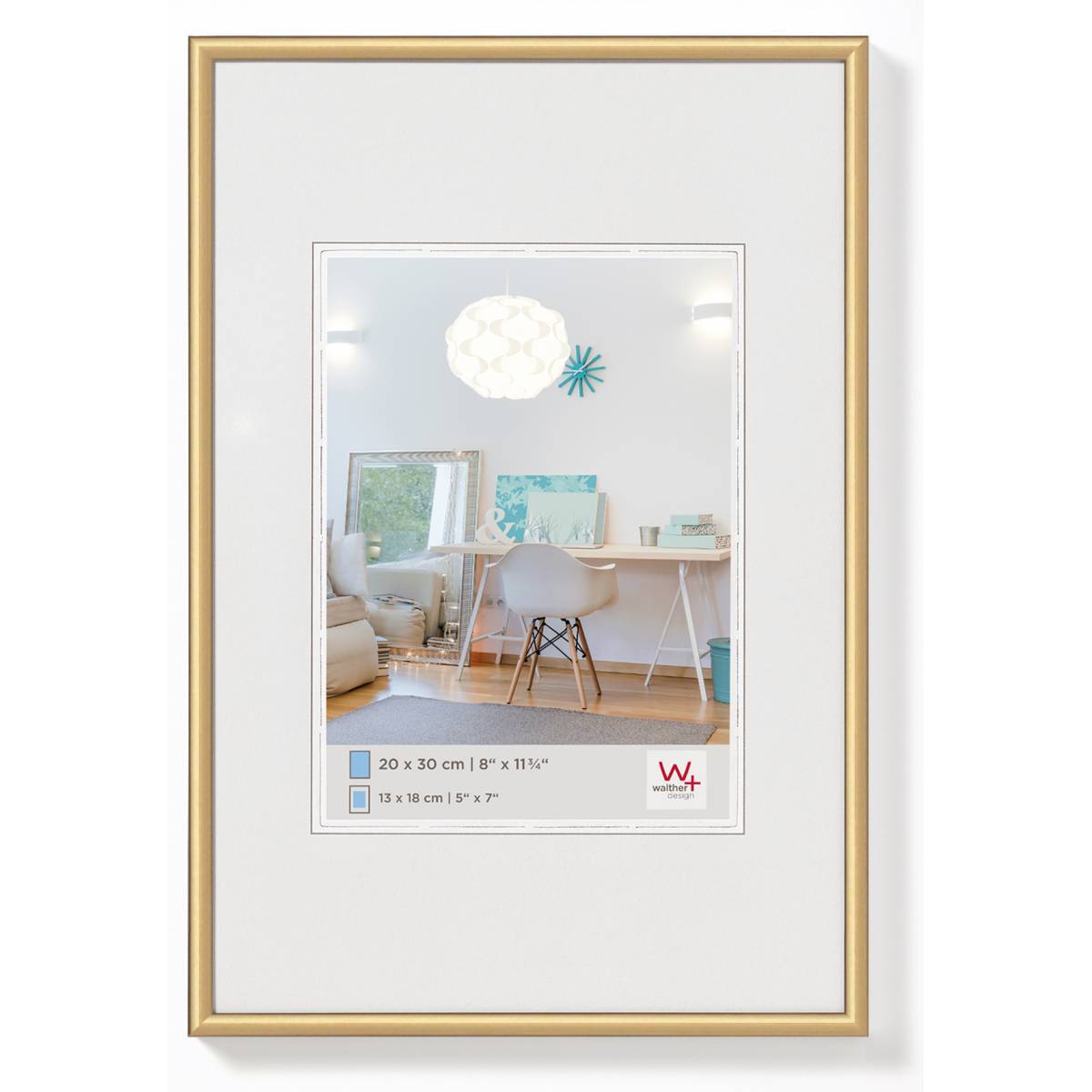 Walther Design KV040G, Einzelbilderrahmen, Kunststoff, Gold, Wand, 20 x 27 cm, Rechteckig
