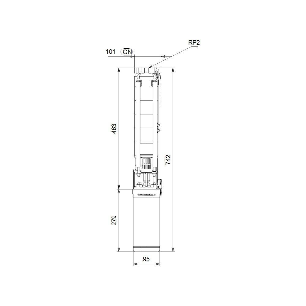 Grundfos Unterwasserpumpe SP11-20, 3x400V 4kW 60 bar, Volumenstrom 11m3/h, Einschaltart DOL, mit Stecker-2