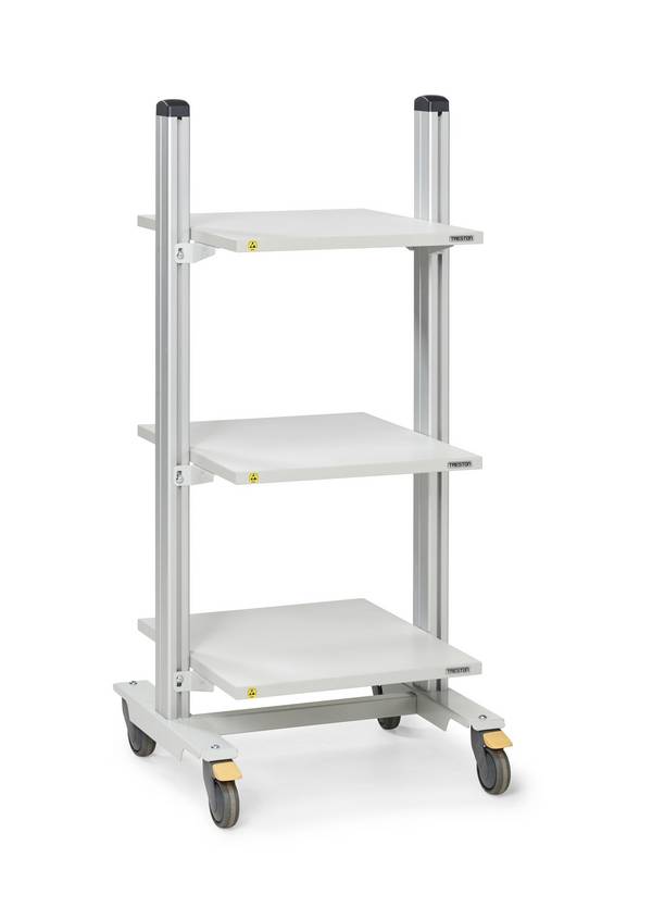 Treston Universalwagen WTR140 ESD inkl. 3 Ablageböden TS605 ESD, höhenverstellbar. BxT 530x650 mm, ESD