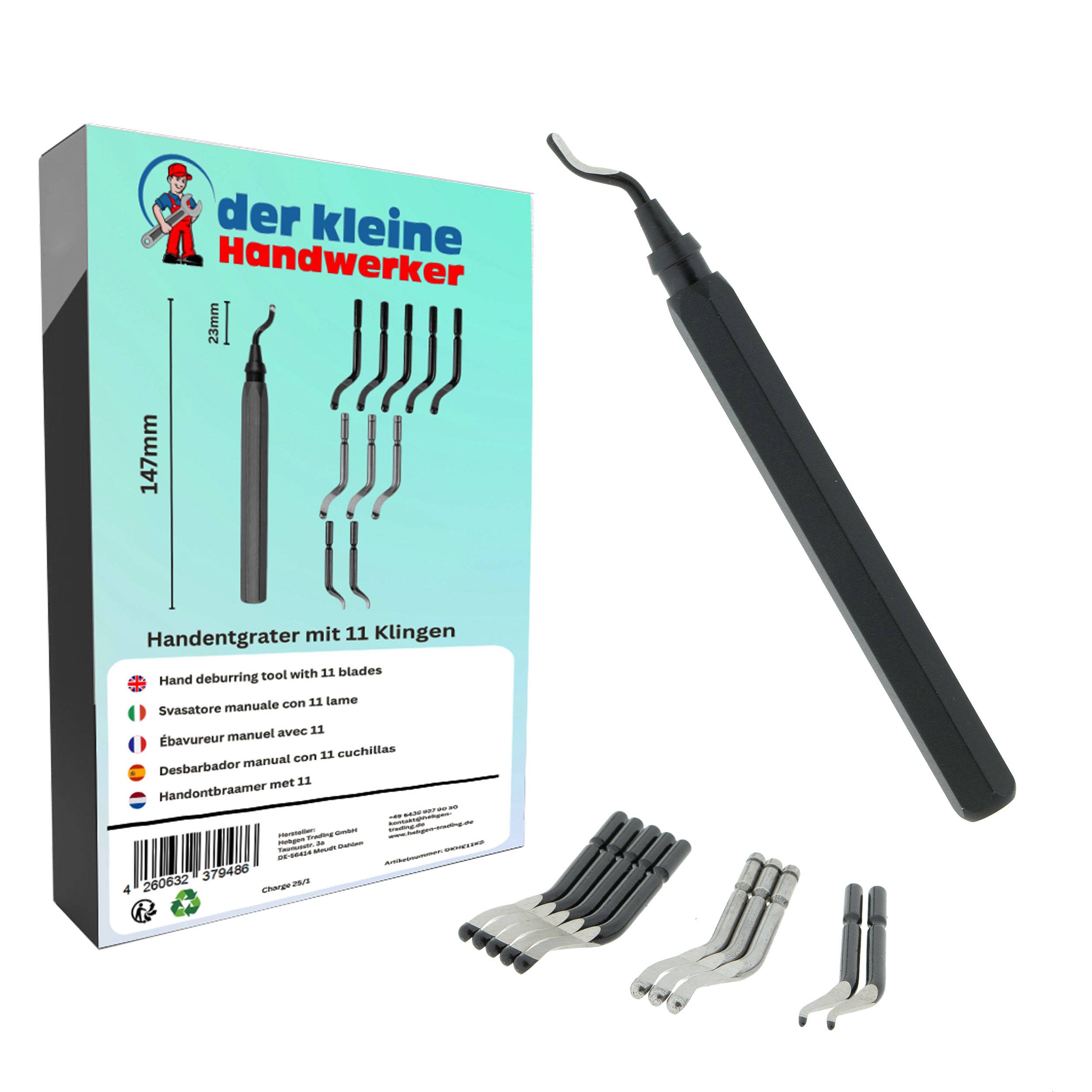 Profi Handentgrater mit 11 Klingen 360° für Metall, Kunststoff, Edelstahl-0