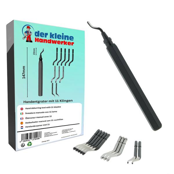 Profi Handentgrater mit 11 Klingen 360° für Metall, Kunststoff, Edelstahl