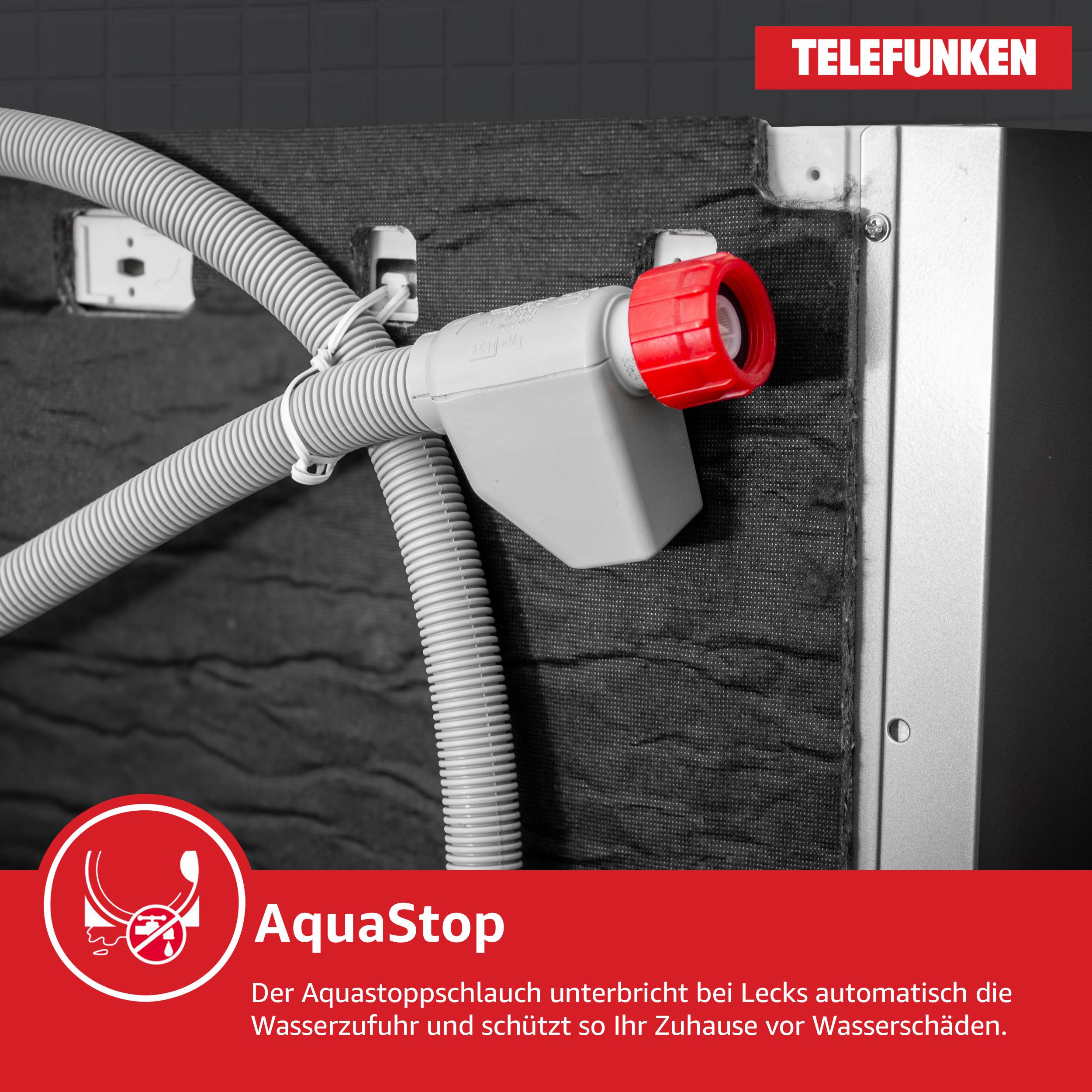 Telefunken Geschirrspüler vollintegrierbar 60 cm, Einbau Spülmaschine, 12 Maßgedecke, 6 Programme, AquaStop, GEV6012D-1