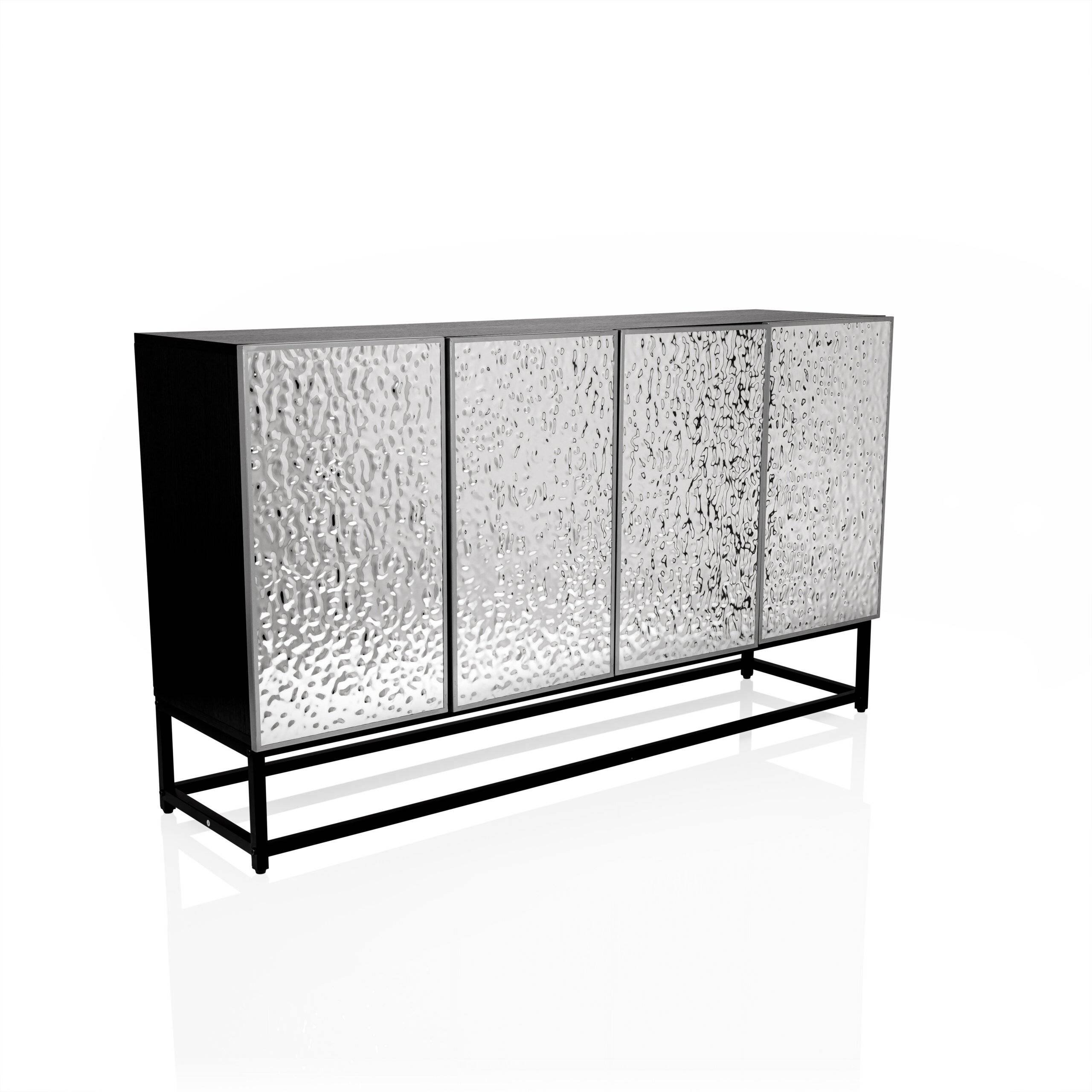 Sideboard Kommode METALLIO 140x37x80 cm 4 Türen silber hjh LIVING-0