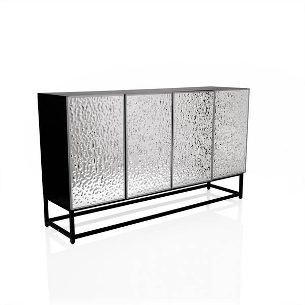 Sideboard Kommode METALLIO 140x37x80 cm 4 Türen silber hjh LIVING
