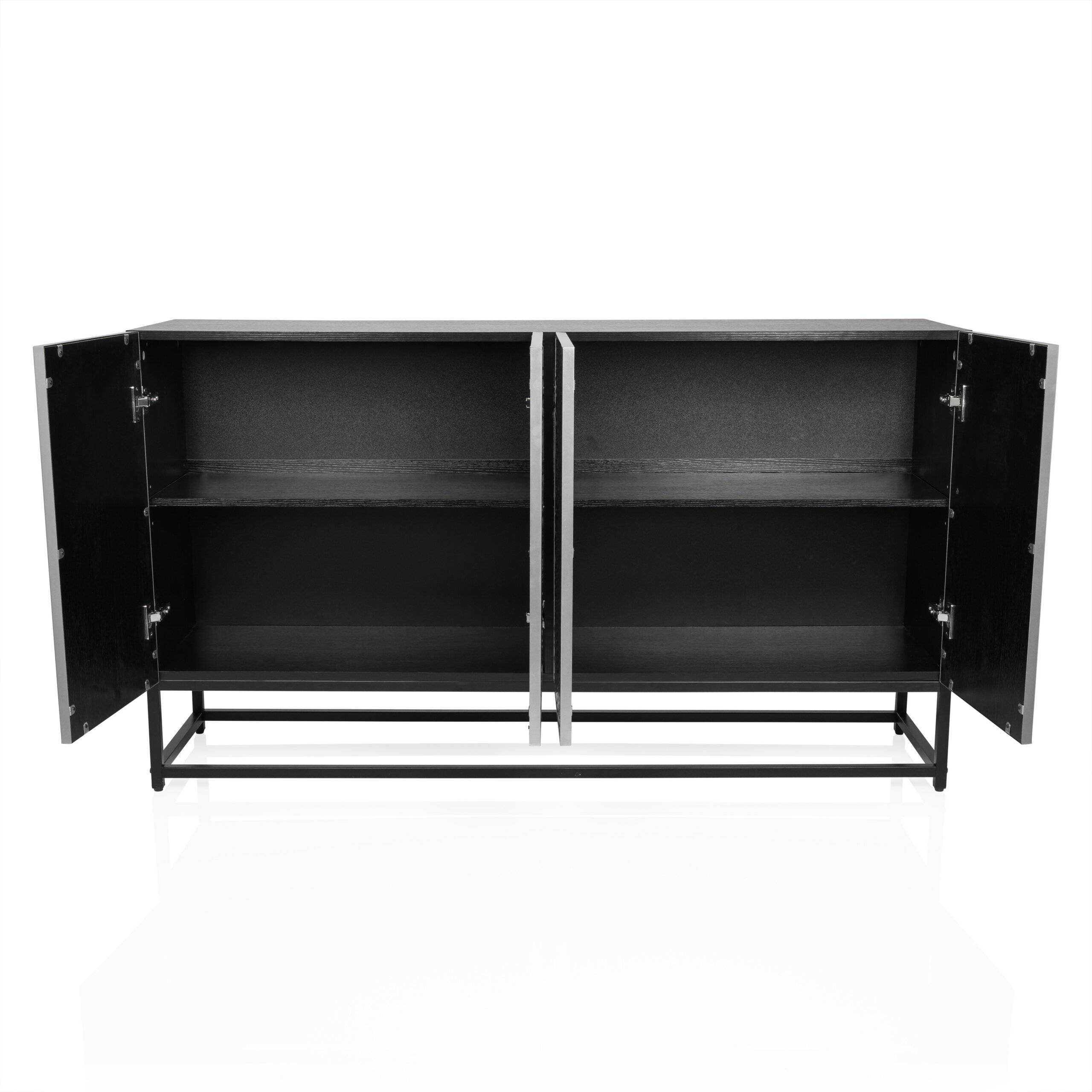 Sideboard Kommode METALLIO 140x37x80 cm 4 Türen silber hjh LIVING-2