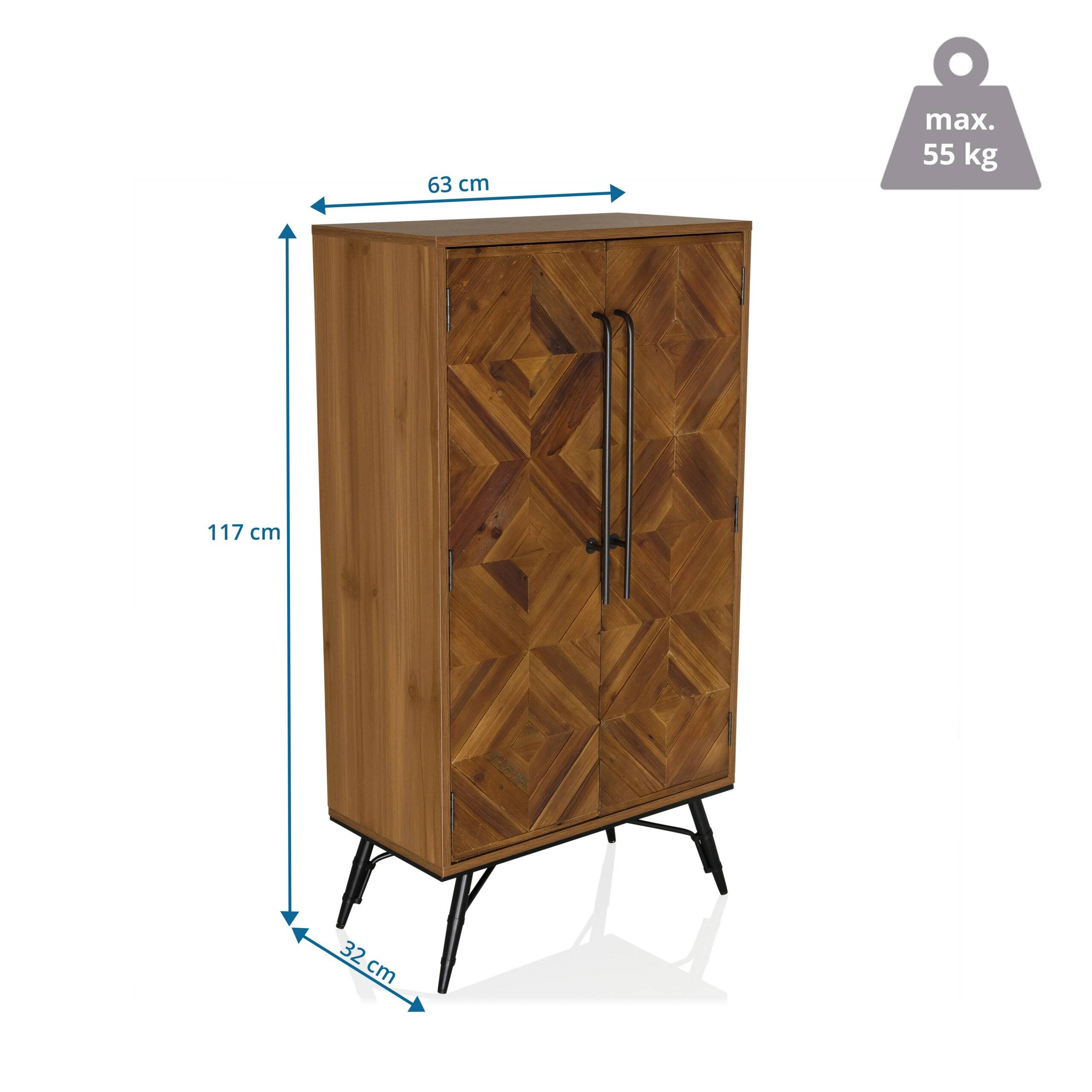 High Board Kommode SANTJAGO WOOD HIGH 63x32x117 cm 2 Türen Tanne massiv hjh LIVING-5
