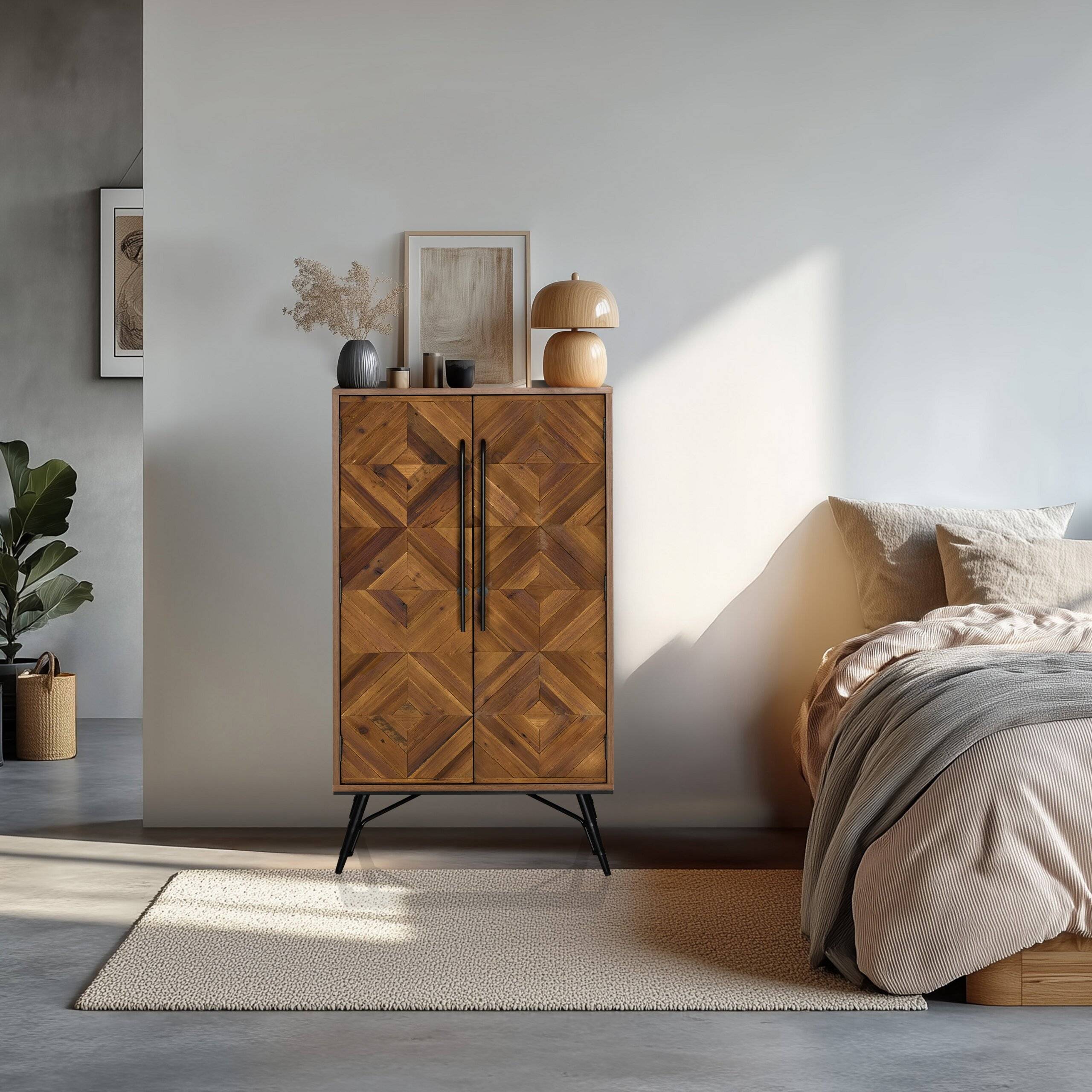 High Board Kommode SANTJAGO WOOD HIGH 63x32x117 cm 2 Türen Tanne massiv hjh LIVING-3