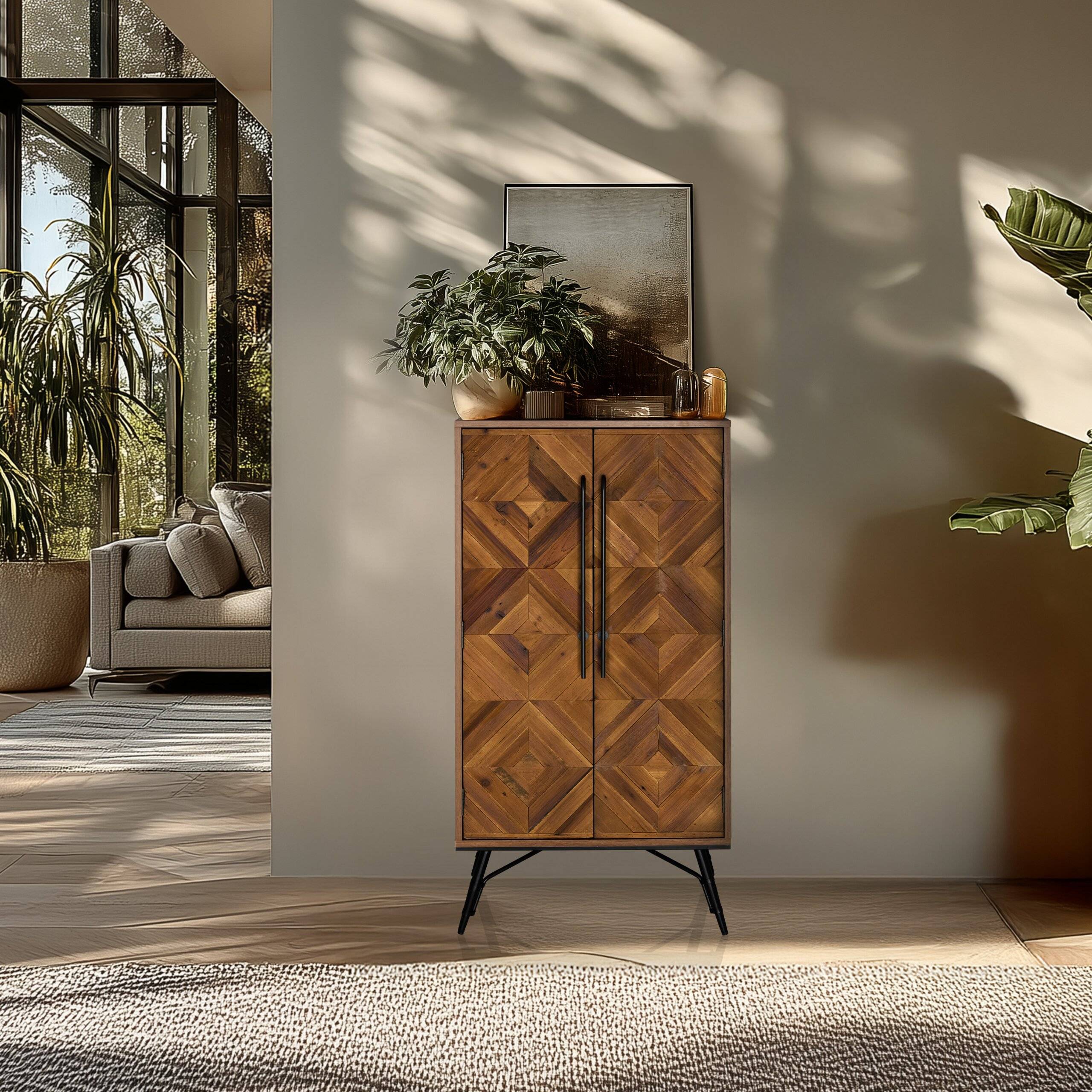 High Board Kommode SANTJAGO WOOD HIGH 63x32x117 cm 2 Türen Tanne massiv hjh LIVING-4