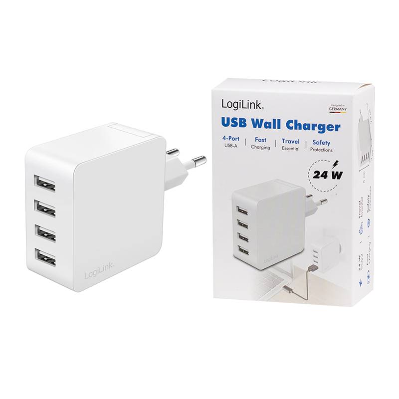 LogiLink 4port-USB pocket adapter 24W 4x USB-A white Adapter Digital/Daten-4