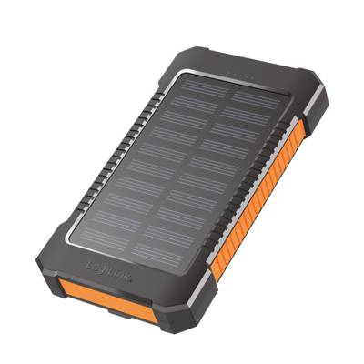 LogiLink Solar-Powerbank 6000 mAh, Taschenlampe, 2x USB-A, 1x USB-C, schwarz-orange-0
