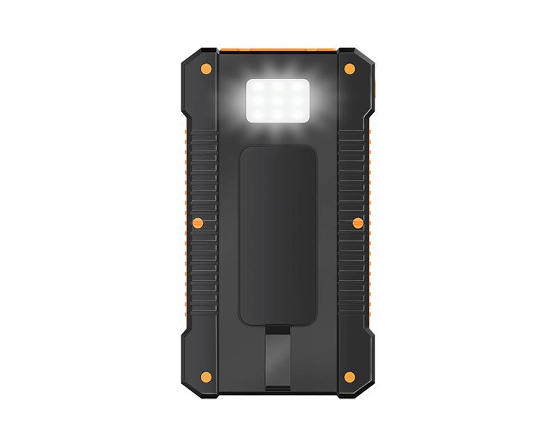 LogiLink Solar-Powerbank 6000 mAh, Taschenlampe, 2x USB-A, 1x USB-C, schwarz-orange-3
