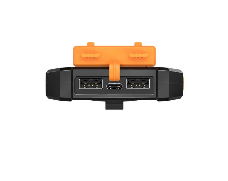 LogiLink Solar-Powerbank 6000 mAh, Taschenlampe, 2x USB-A, 1x USB-C, schwarz-orange-4