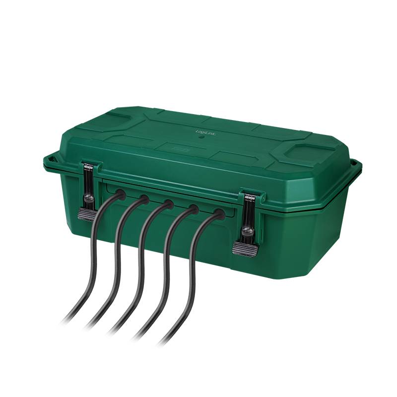 LogiLink Outdoor Power Distribution Box w/4 way outlet strip IP54 green LPS284-4