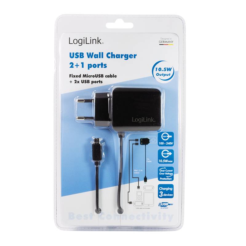 LogiLink USB-Adapterstecker mit Micro-USB-Kabel, schwarz-2