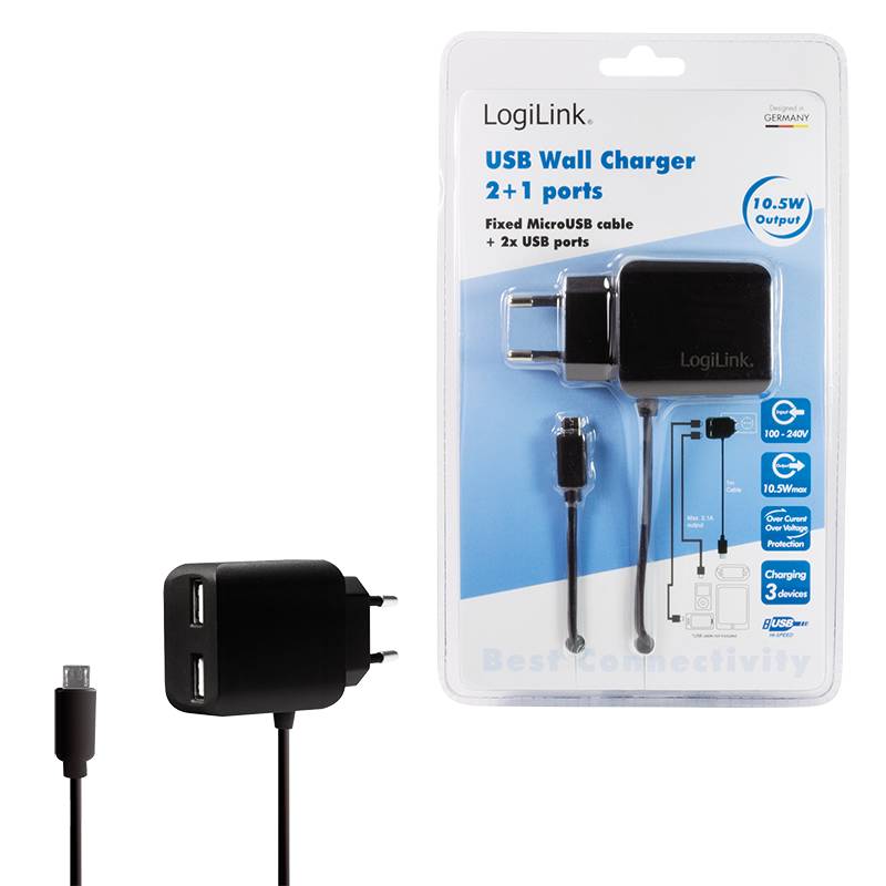 LogiLink USB-Adapterstecker mit Micro-USB-Kabel, schwarz-3