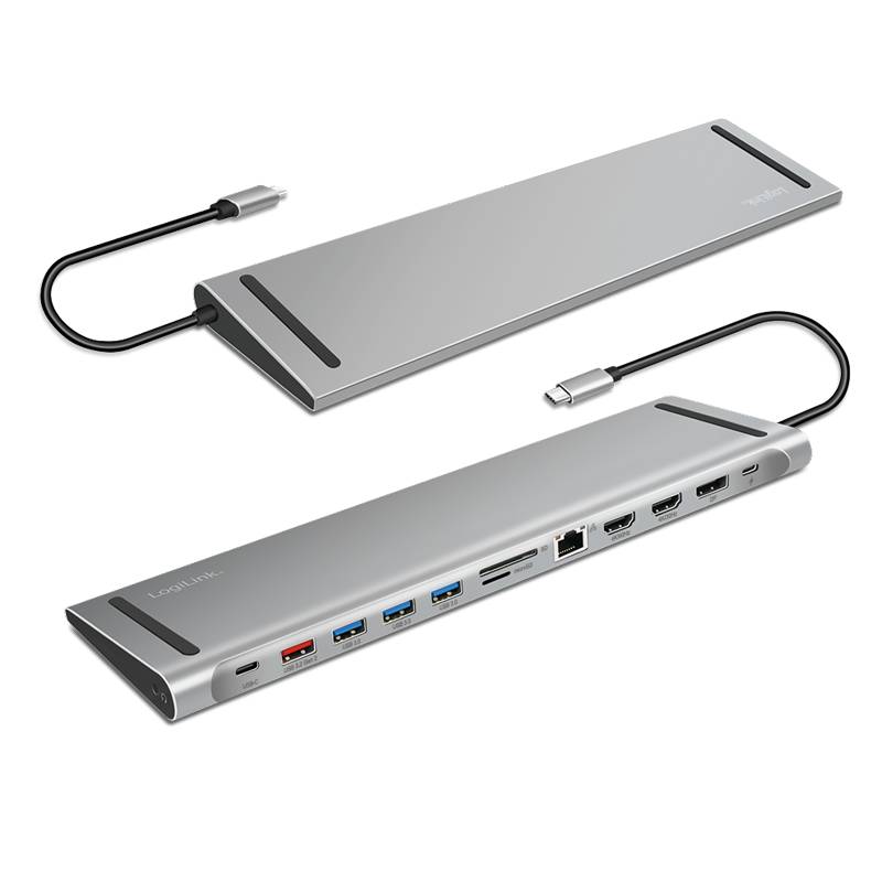 USB 3.2 Gen2 Docking Station, USB-C, 12-Port, PD, silver-2