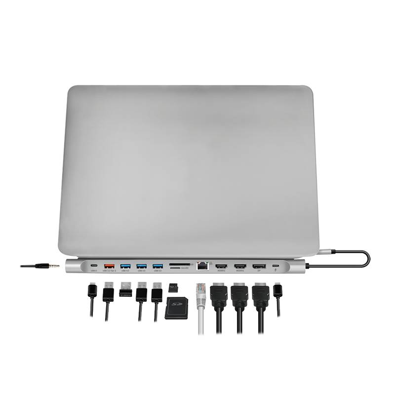 USB 3.2 Gen2 Docking Station, USB-C, 12-Port, PD, silver-3