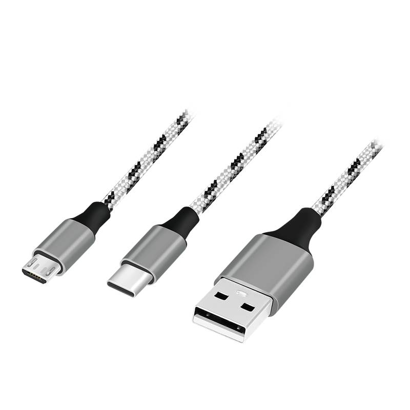 Logilink USB 2.0 cable, USB-A/M to Micro-USB + USB-C, white/black, 1.2 m Kabel & Adapter-0
