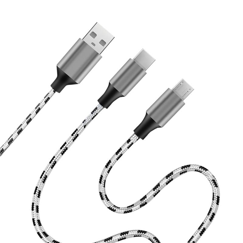 Logilink USB 2.0 cable, USB-A/M to Micro-USB + USB-C, white/black, 1.2 m Kabel & Adapter-1