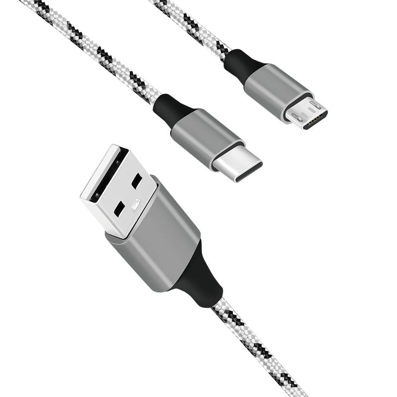 Logilink USB 2.0 cable, USB-A/M to Micro-USB + USB-C, white/black, 1.2 m Kabel & Adapter-2