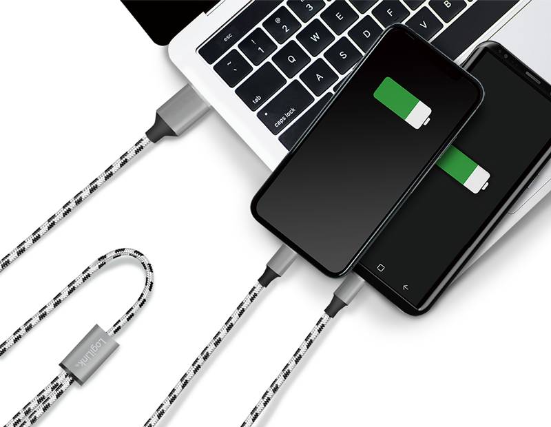 Logilink USB 2.0 cable, USB-A/M to Micro-USB + USB-C, white/black, 1.2 m Kabel & Adapter-4