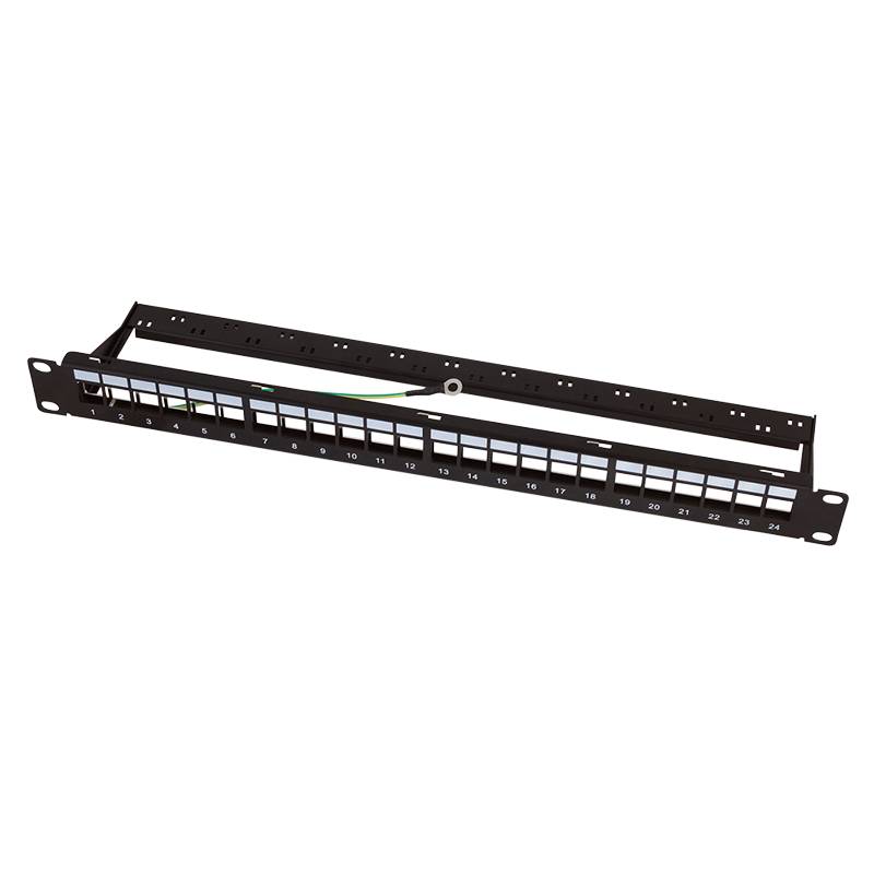 Keystone Panel 1U, 24 ports, shielded, economy type, black Gehäuse Netzwerk- und Serverschränke-1