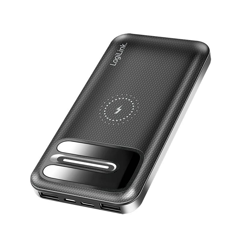LogiLink Powerbank 8000 mAh, kabelloses Laden + 2x USB-A-0
