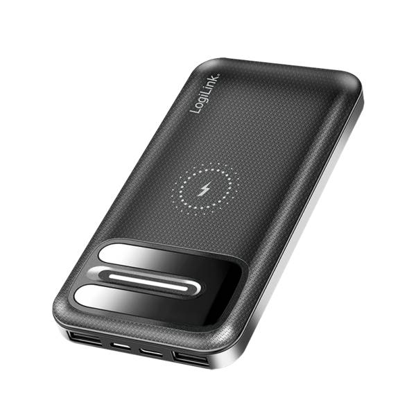LogiLink Powerbank 8000 mAh, kabelloses Laden + 2x USB-A