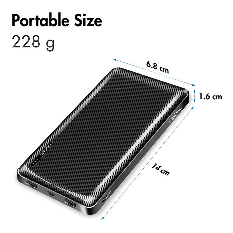 Powerbank - USB-C - 10000 mAh - 12 Watt - 2.4 A - Fast Charge - 2 Ausgabeanschlu-3