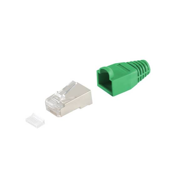 Netzwerkstecker cat.5 u. 6 Einführhilfe+Tülle grün