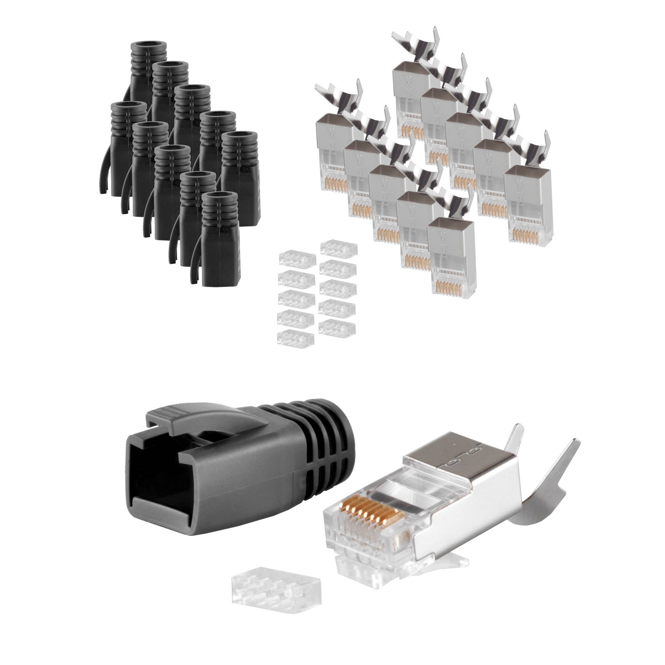 Stecker SET für Verlegekabel bis AWG 23 schwarz VE 10-0