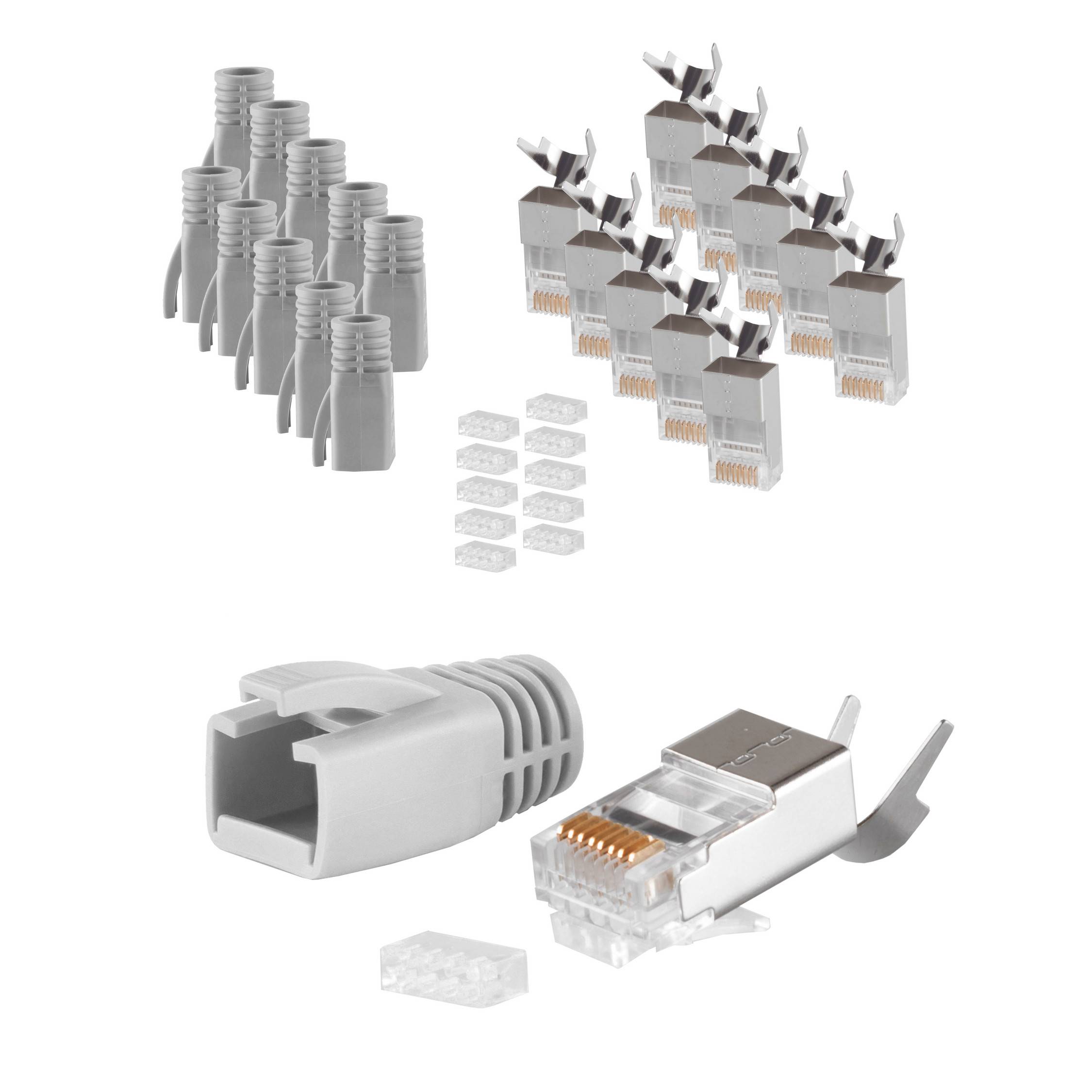 Stecker SET für Verlegekabel bis AWG 23 grau VE 10-0